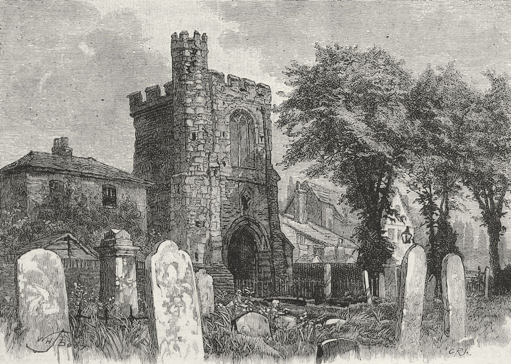 BARKING. Ancient Bell tower, Barking Abbey 1888 old antique print picture